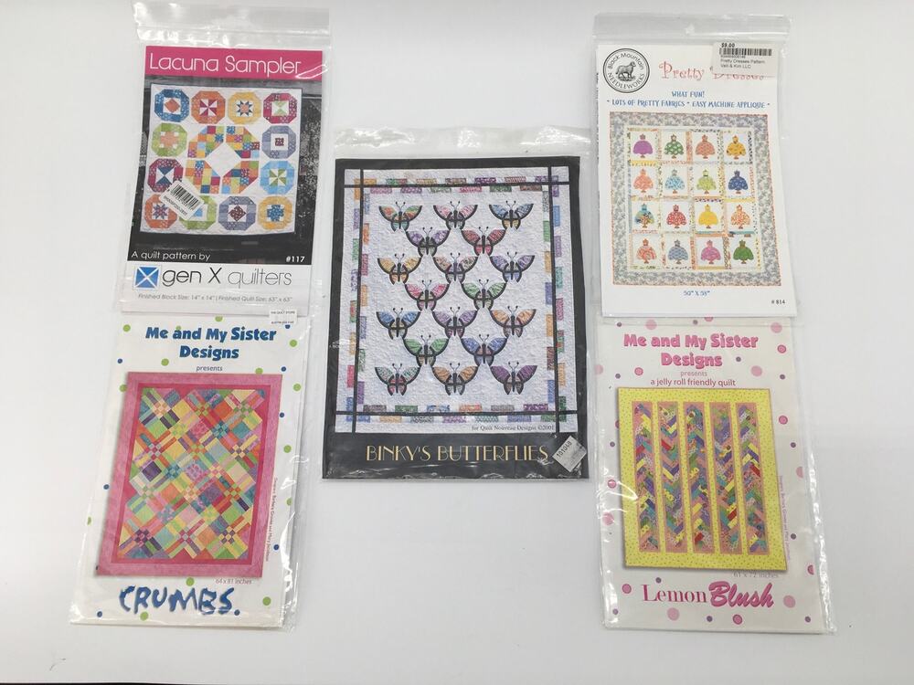 Quilt Sewing Pattern SET OF 5 Scrappy Cottage Geometric Butterfly NEW UNCUT